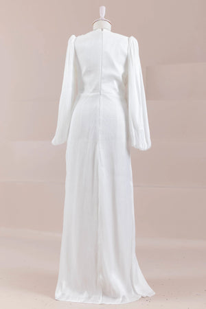 Çiçekli Lotus Tesettür Abiye - FioraofDress - tesettur - abiye - Beyaz - 38 - hijab - evening - dress