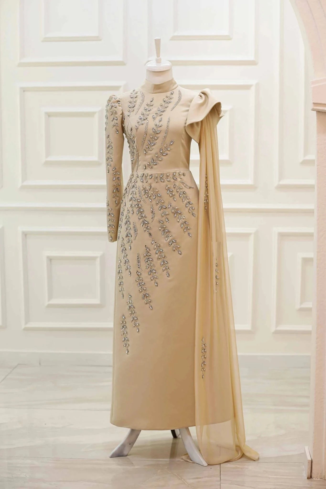 Cindy Tesettür Abiye - FioraofDress - tesettur - abiye - 48 - GOLD - hijab - evening - dress