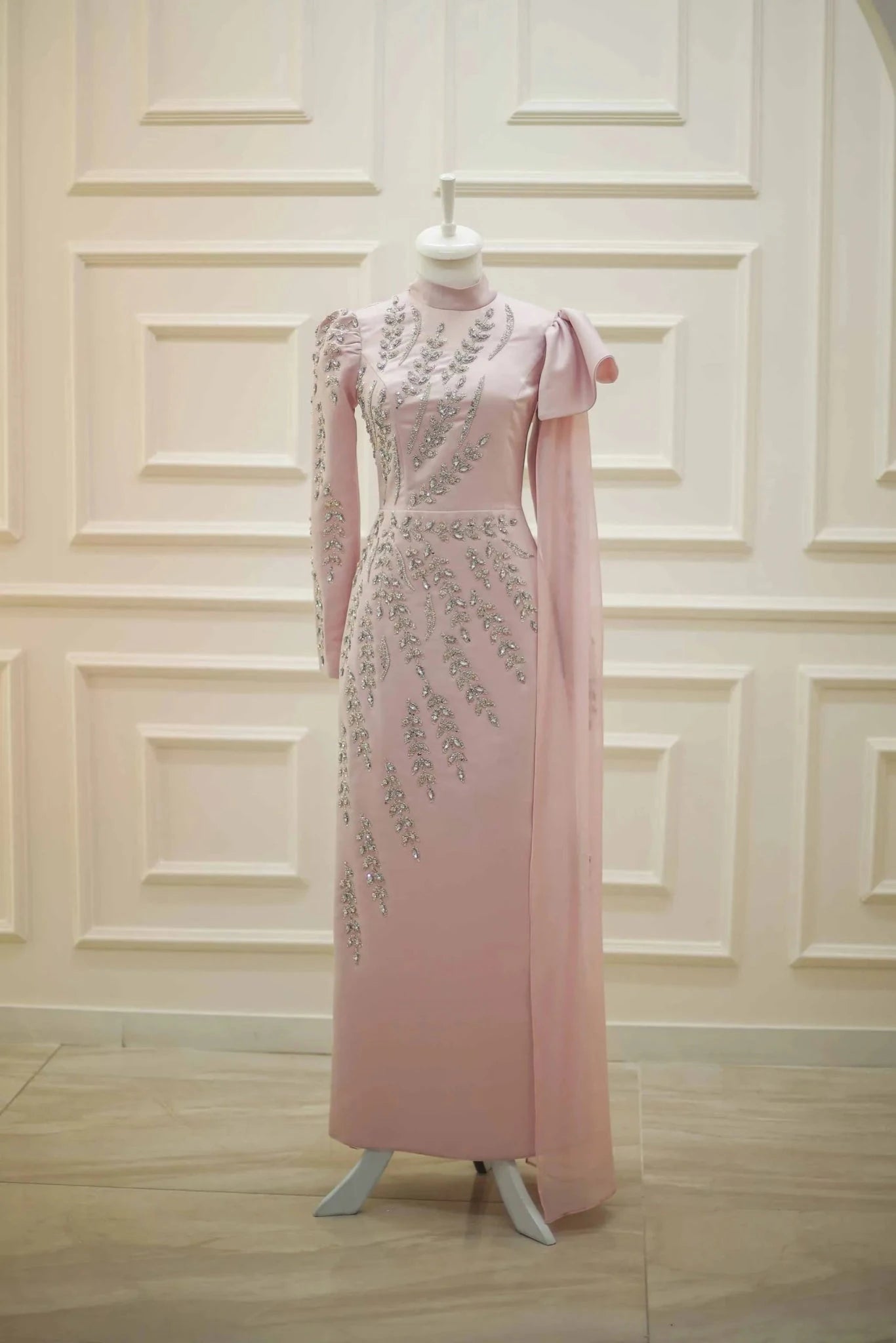 Cindy Tesettür Abiye - FioraofDress - tesettur - abiye - 48 - Pudra - hijab - evening - dress