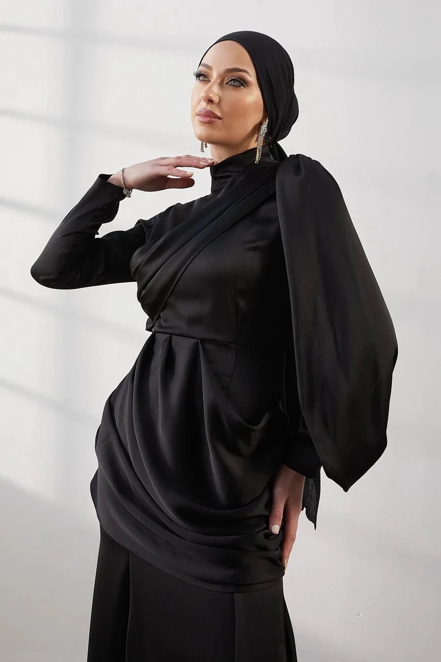 Damla Siyah Tesettür Abiye - FioraofDress - tesettur - abiye - 42 - SİYAH - hijab - evening - dress