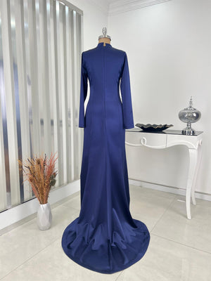 Deniz Balık Etek Tesettür Abiye Lacivert - FioraofDress - tesettur - abiye - 48 - hijab - evening - dress