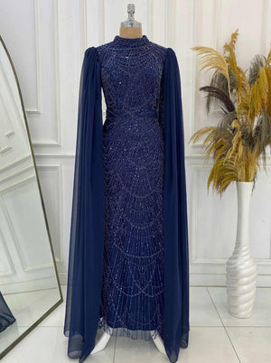 Devin Tesettür Abiye - FioraofDress - tesettur - abiye - 48 - lacivert - hijab - evening - dress