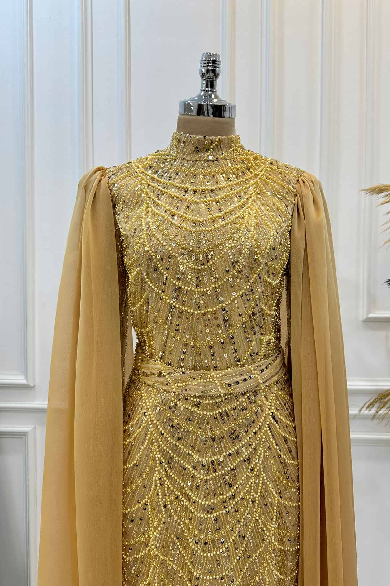 Devin Tesettür Abiye - FioraofDress - tesettur - abiye - 48 - GOLD - hijab - evening - dress