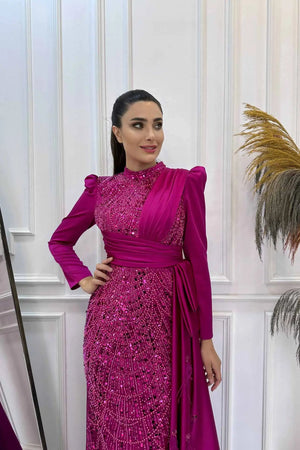 Dicle Tesettür Abiye - FioraofDress - tesettur - abiye - 48 - FUŞYA - hijab - evening - dress