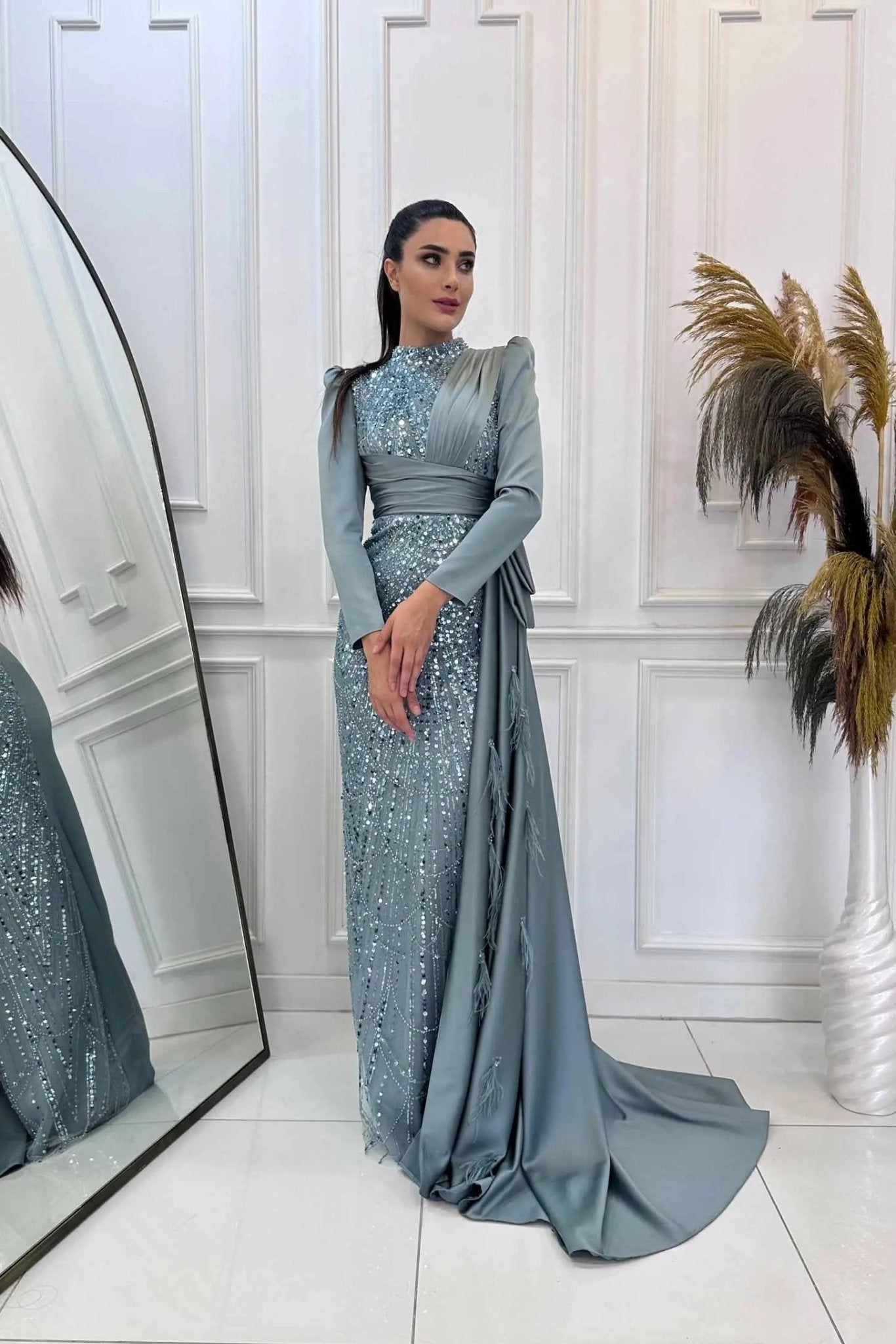 Dicle Tesettür Abiye - FioraofDress - tesettur - abiye - 48 - mint - hijab - evening - dress