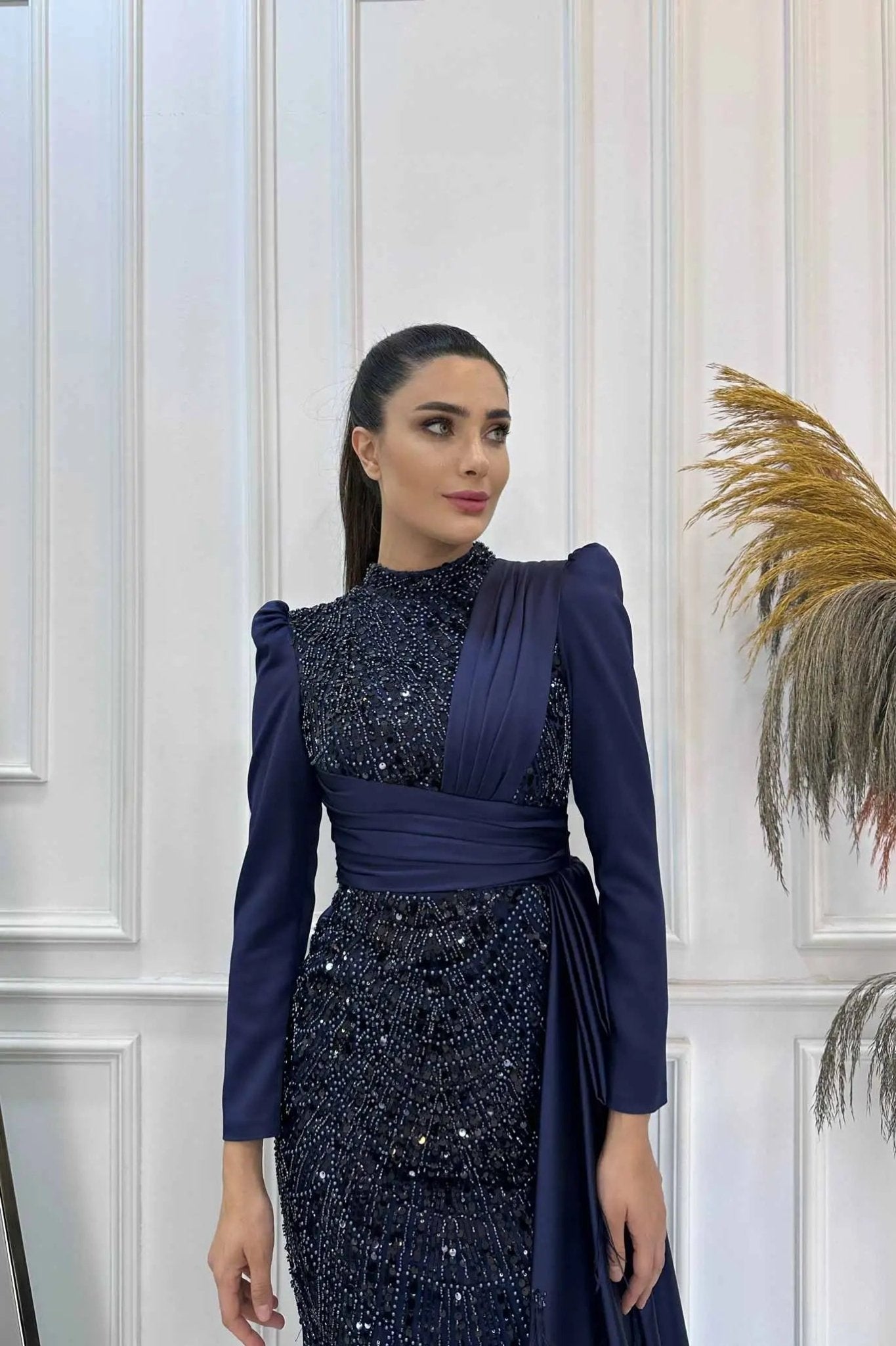 Dicle Tesettür Abiye - FioraofDress - tesettur - abiye - 48 - lacivert - hijab - evening - dress