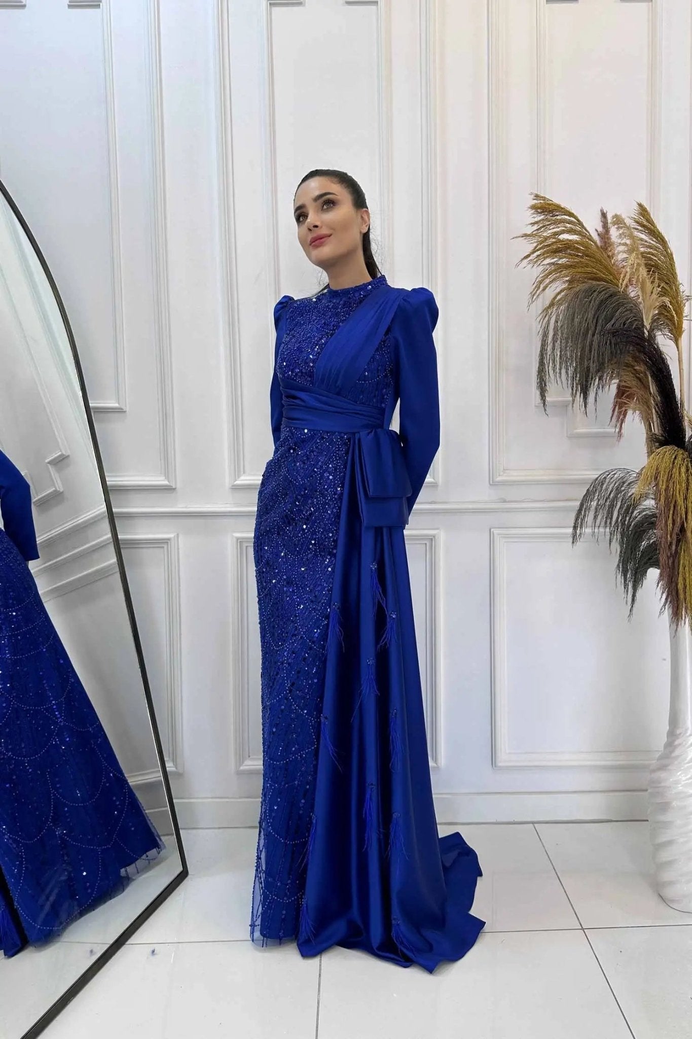 Dicle Tesettür Abiye - FioraofDress - tesettur - abiye - 48 - SAX - hijab - evening - dress