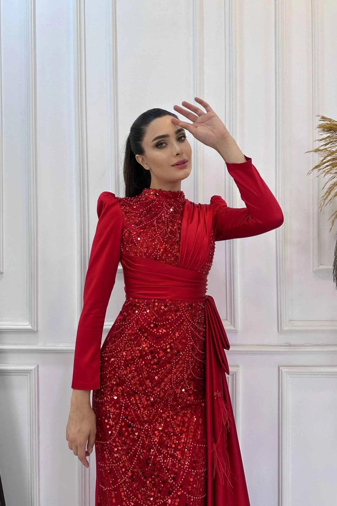 Dicle Tesettür Abiye - FioraofDress - tesettur - abiye - 48 - Kırmızı - hijab - evening - dress