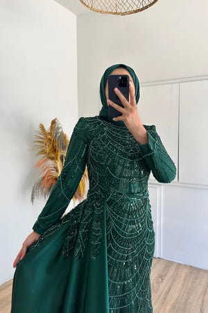 Diva Tesettür Abiye - FioraofDress - tesettur - abiye - zümrüt - 36 - hijab - evening - dress