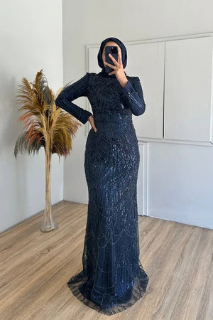 Diva Tesettür Abiye - FioraofDress - tesettur - abiye - LACİVERT - 36 - hijab - evening - dress