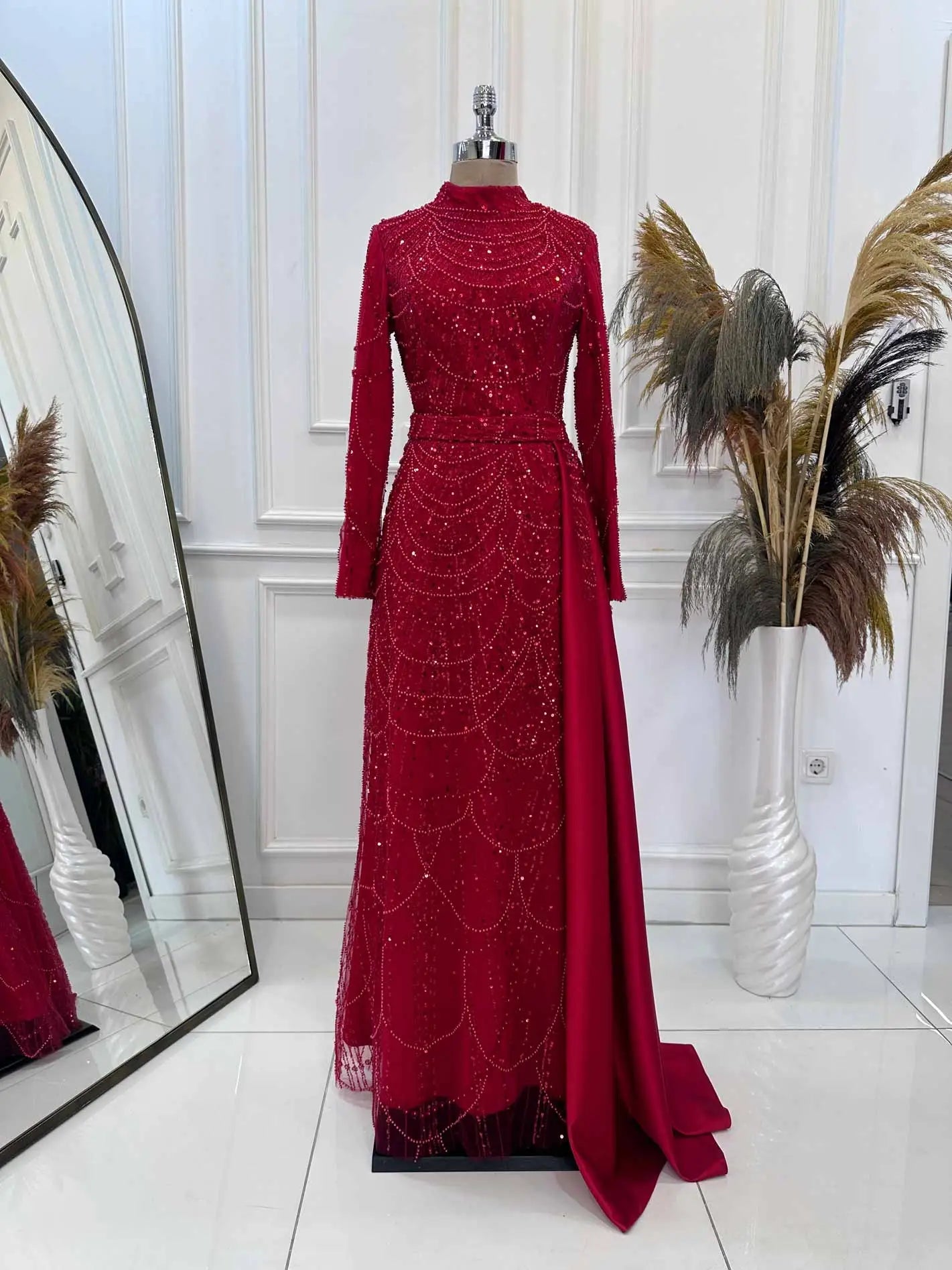 Diva Tesettür Abiye - FioraofDress - tesettur - abiye - KIRMIZI - 36 - hijab - evening - dress