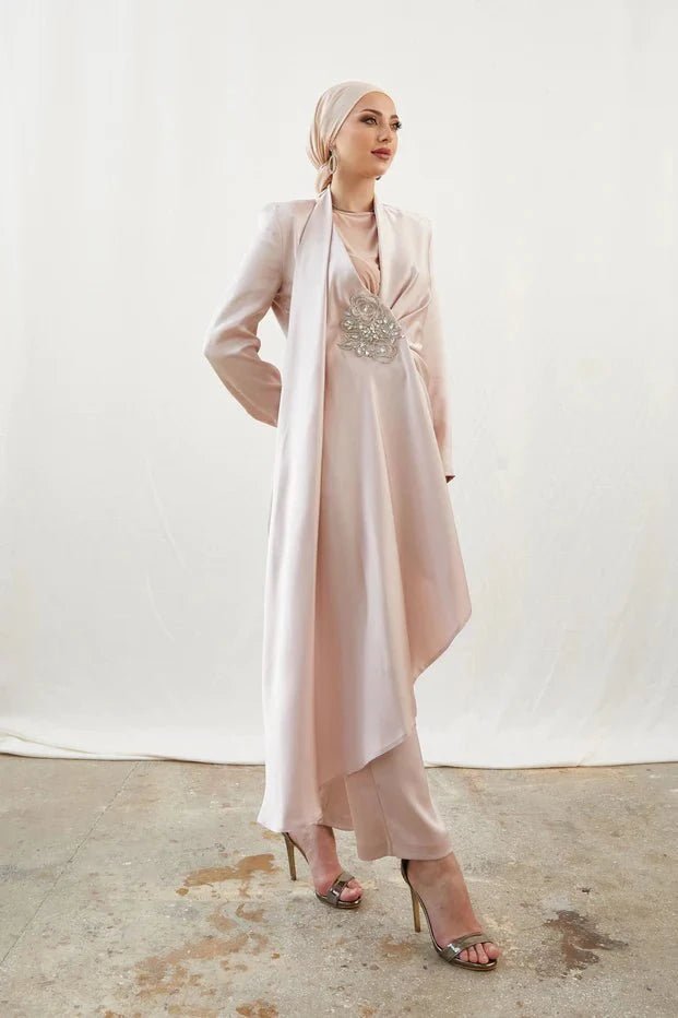 Duru Taşlı Pudra Tesettür Takım - FioraofDress - tesettur - abiye - 42 - hijab - evening - dress