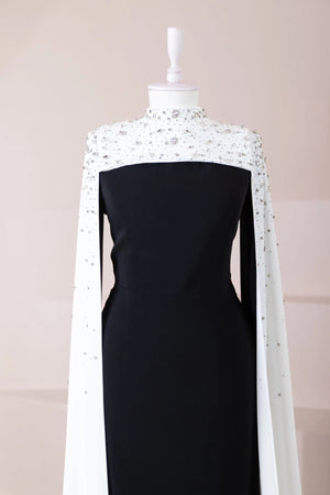 Düşes Tesettür Abiye - FioraofDress - tesettur - abiye - Siyah Beyaz - 36 - hijab - evening - dress