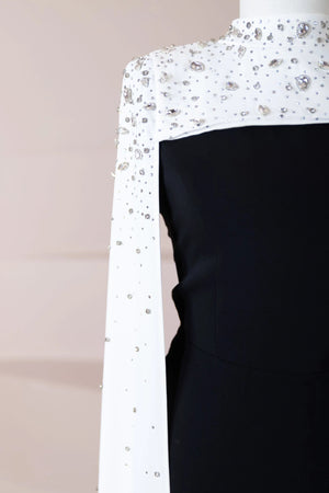 Düşes Tesettür Abiye - FioraofDress - tesettur - abiye - Siyah Beyaz - 36 - hijab - evening - dress