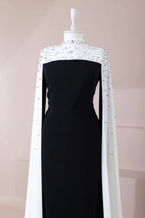 Düşes Tesettür Abiye - FioraofDress - tesettur - abiye - Siyah Beyaz - 36 - hijab - evening - dress