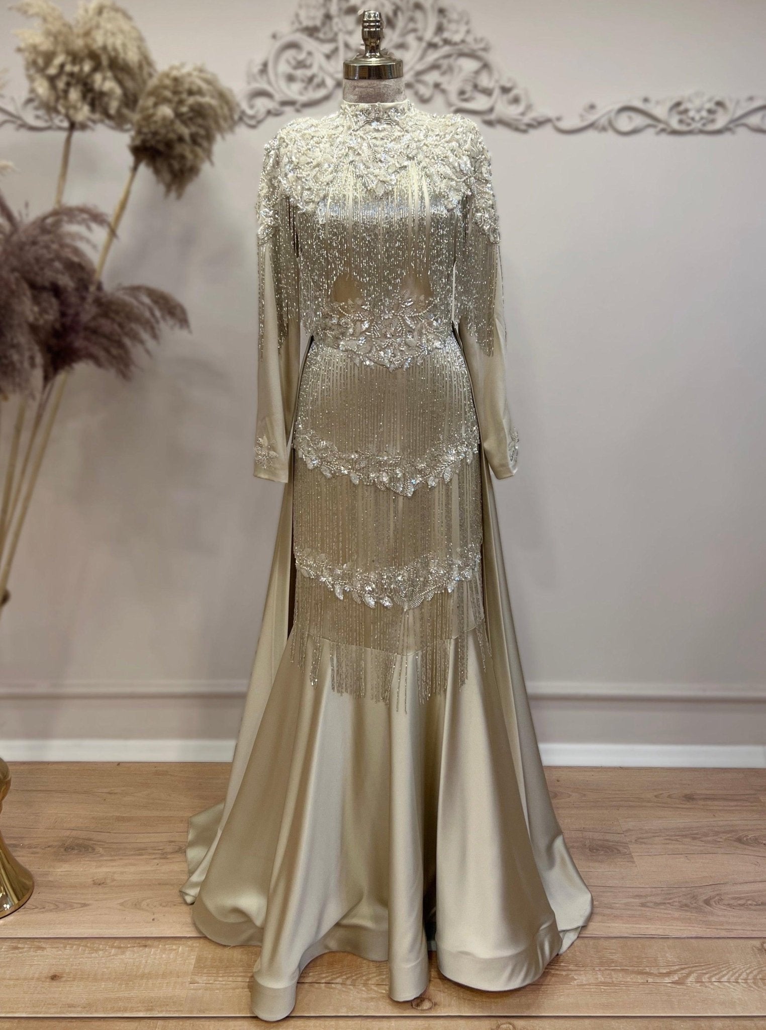 Elegance Tesettür Abiye Gold - FioraofDress - tesettur - abiye - 50 - GOLD - hijab - evening - dress