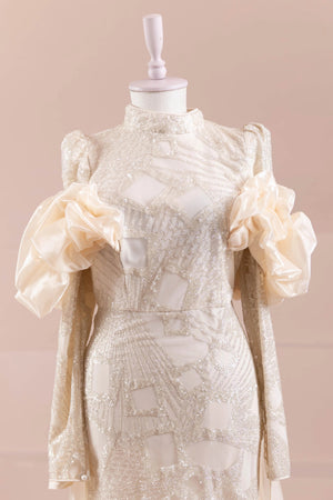 Eloura Tesettür Abiye - FioraofDress - tesettur - abiye - krem - 38 - hijab - evening - dress