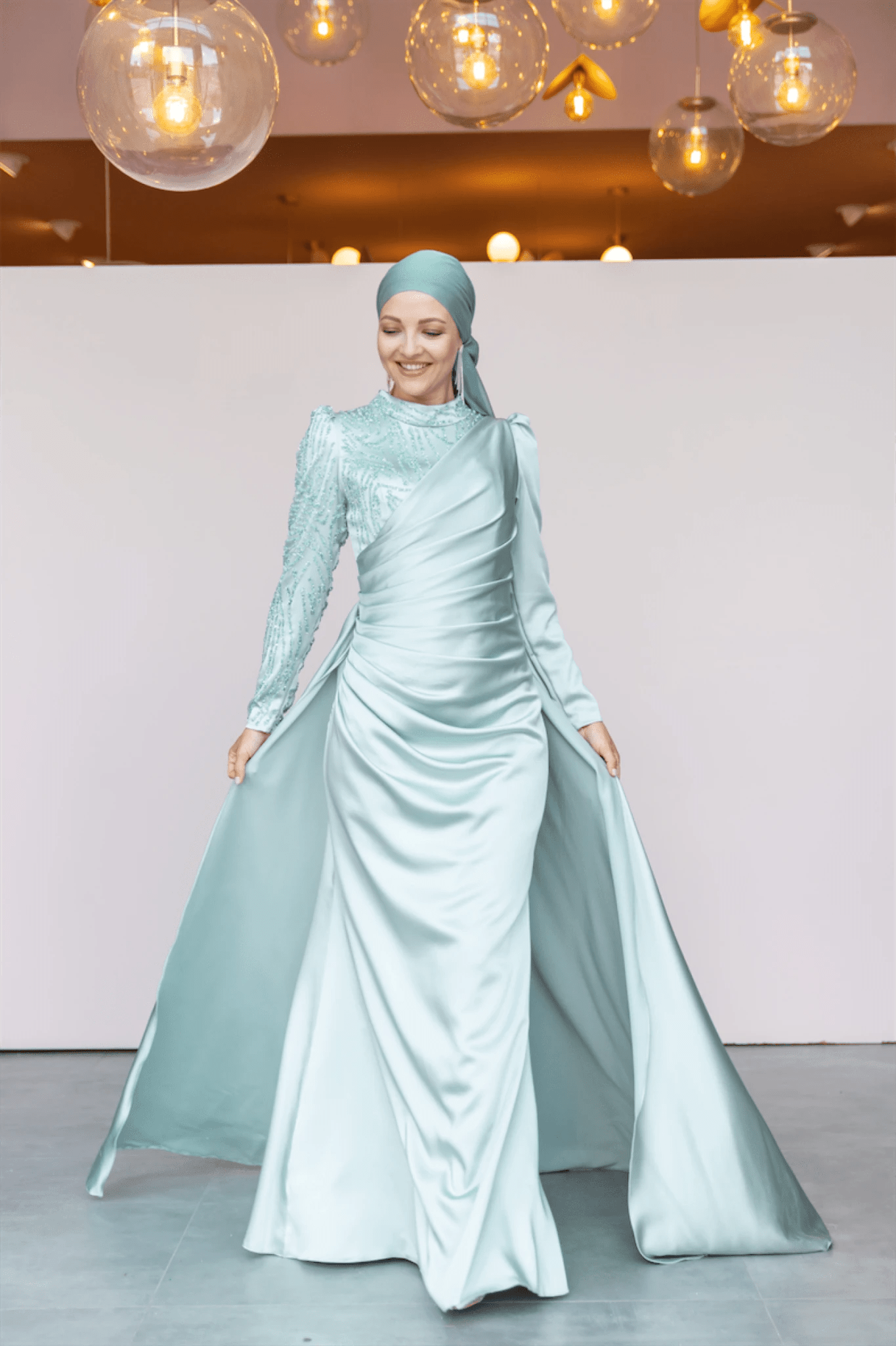 Ester Tesettür Abiye - FioraofDress - tesettur - abiye - 44 - Su Yeşili - hijab - evening - dress