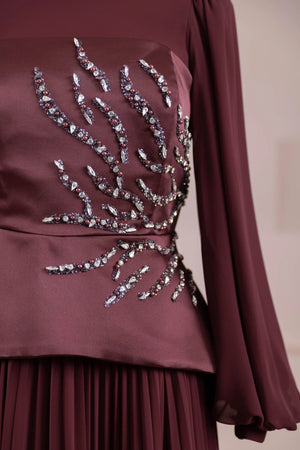 Eyla Tesettür Abiye - FioraofDress - tesettur - abiye - bery burgundy - 36 - hijab - evening - dress