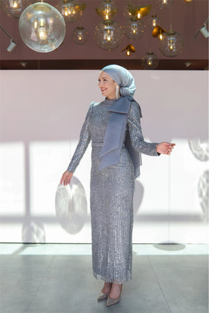 Farilya Tesettür Abiye - FioraofDress - tesettur - abiye - 38 - gri - hijab - evening - dress