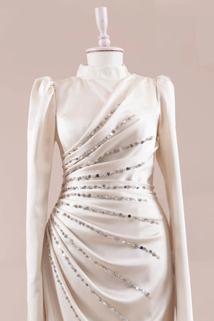 Faris Tesettür Abiye - FioraofDress - tesettur - abiye - krem - 38 - hijab - evening - dress