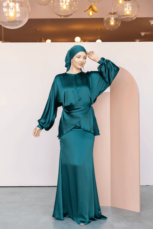 Felicita Tesettür Abiye - FioraofDress - tesettur - abiye - 44 - Yağı Yeşil - hijab - evening - dress