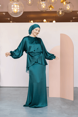 Felicita Tesettür Abiye - FioraofDress - tesettur - abiye - 44 - Yağı Yeşil - hijab - evening - dress