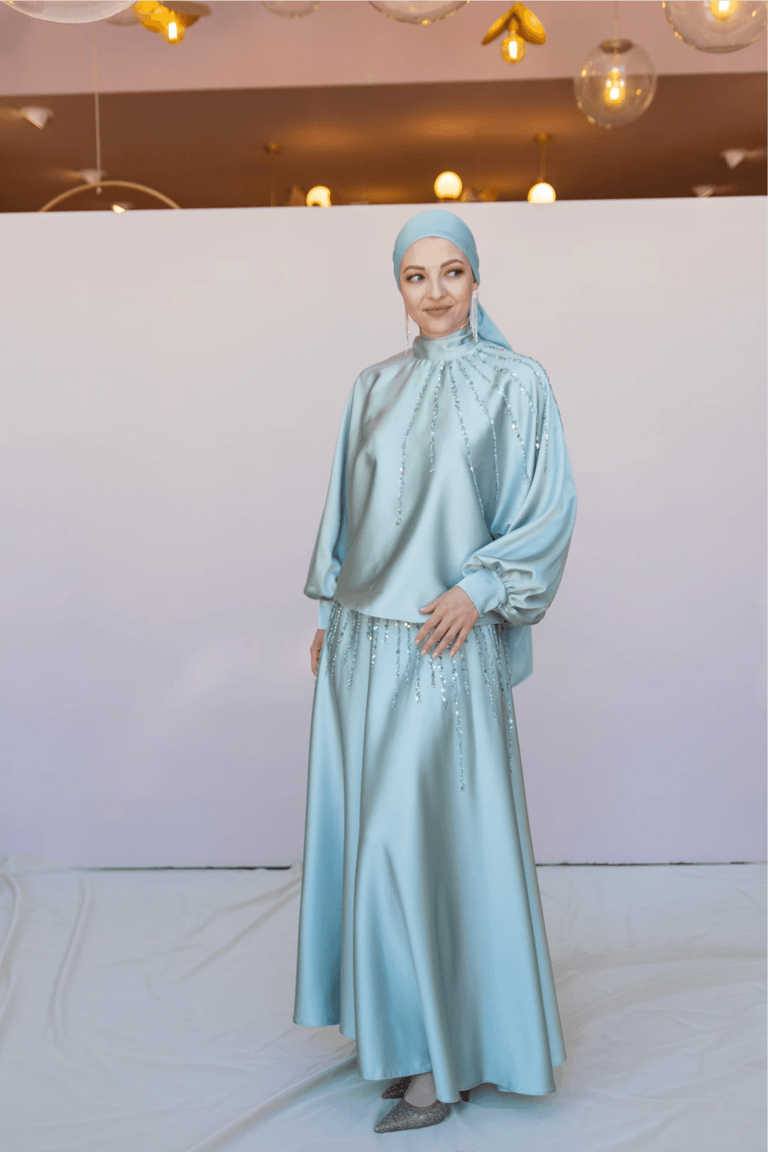 Fiona Tesettür Takım - FioraofDress - tesettur - abiye - 44 - Su Yeşili - hijab - evening - dress