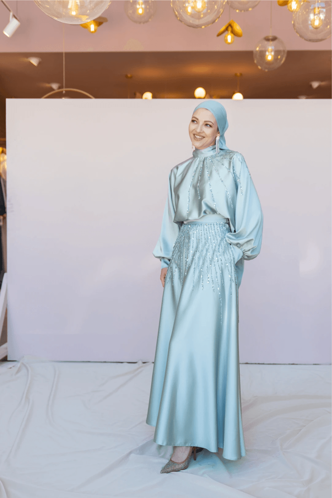 Fiona Tesettür Takım - FioraofDress - tesettur - abiye - 44 - Su Yeşili - hijab - evening - dress