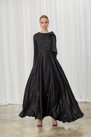 Fiyonk Detaylı Saten Abiye - FioraofDress - tesettur - abiye - 40 - Beyaz - hijab - evening - dress