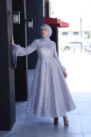 Gelincik Tesettür Abiye - FioraofDress - tesettur - abiye - 48 - gri - hijab - evening - dress