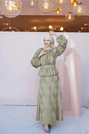 Grazia Tesettür Takım - FioraofDress - tesettur - abiye - 44 - Yağ Yeşili - hijab - evening - dress