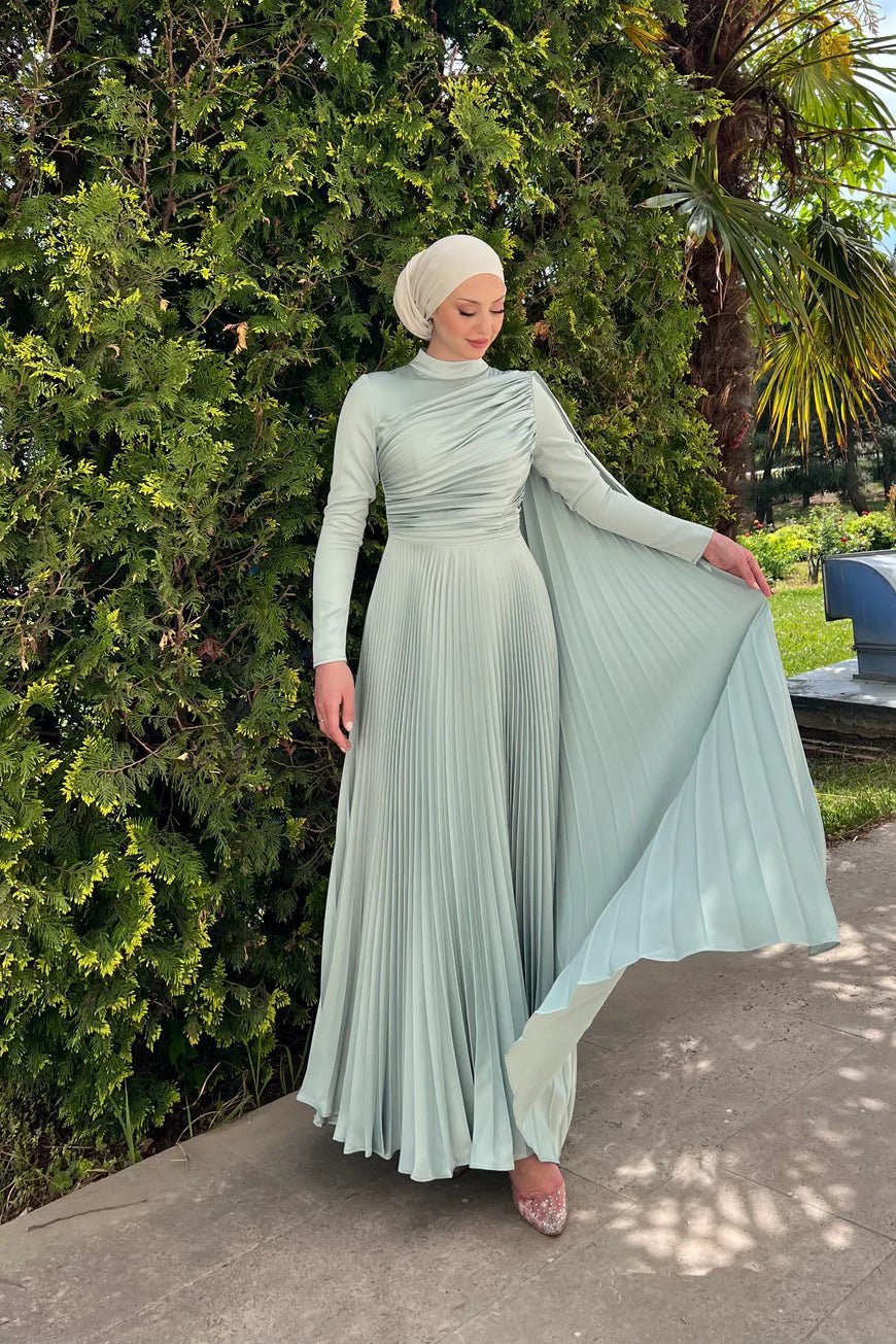 Hesna Tesettür Abiye - FioraofDress - tesettur - abiye - 44 - Su Yeşili - hijab - evening - dress
