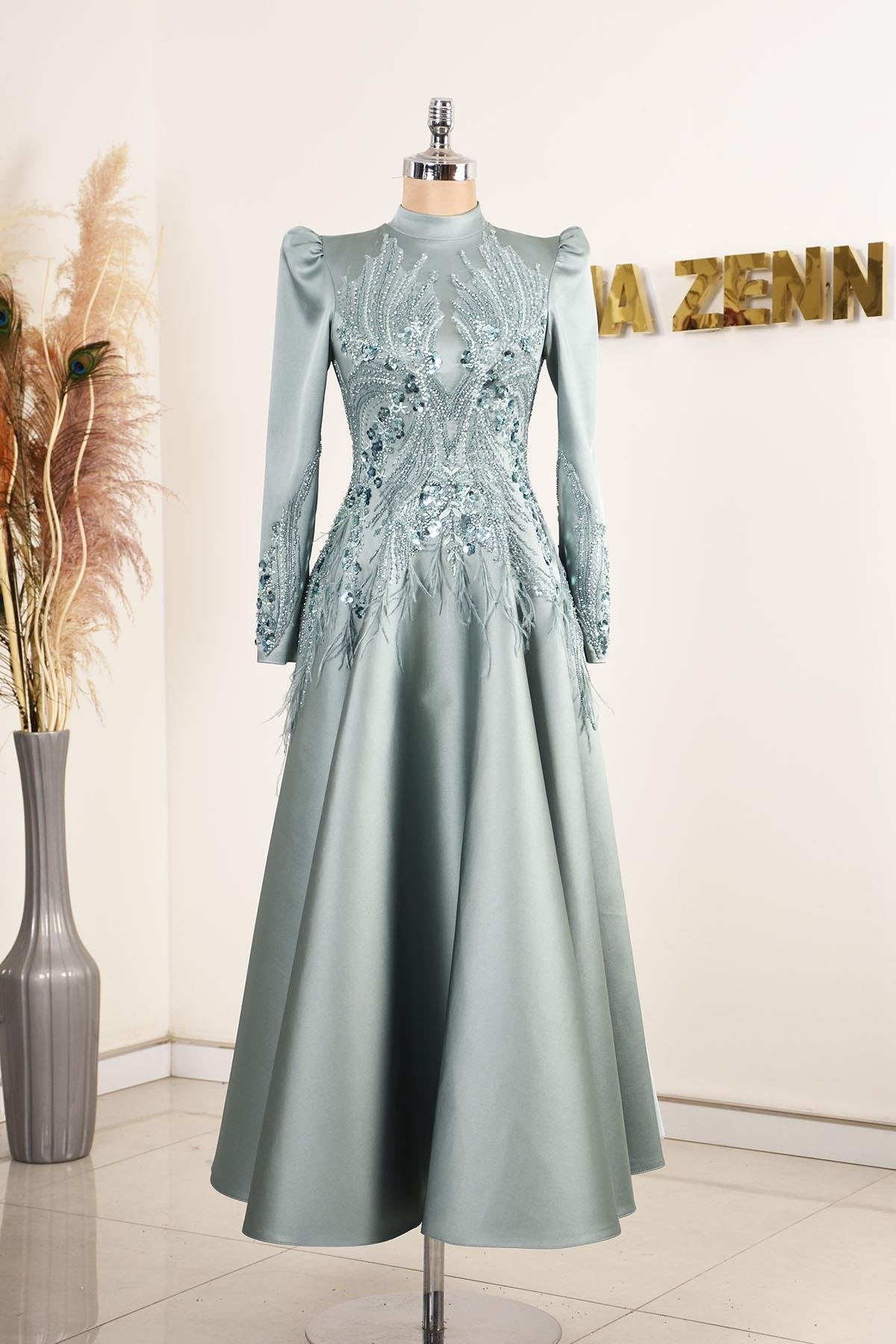 Holly Tesettür Abiye - FioraofDress - tesettur - abiye - MİNT - 38 - hijab - evening - dress