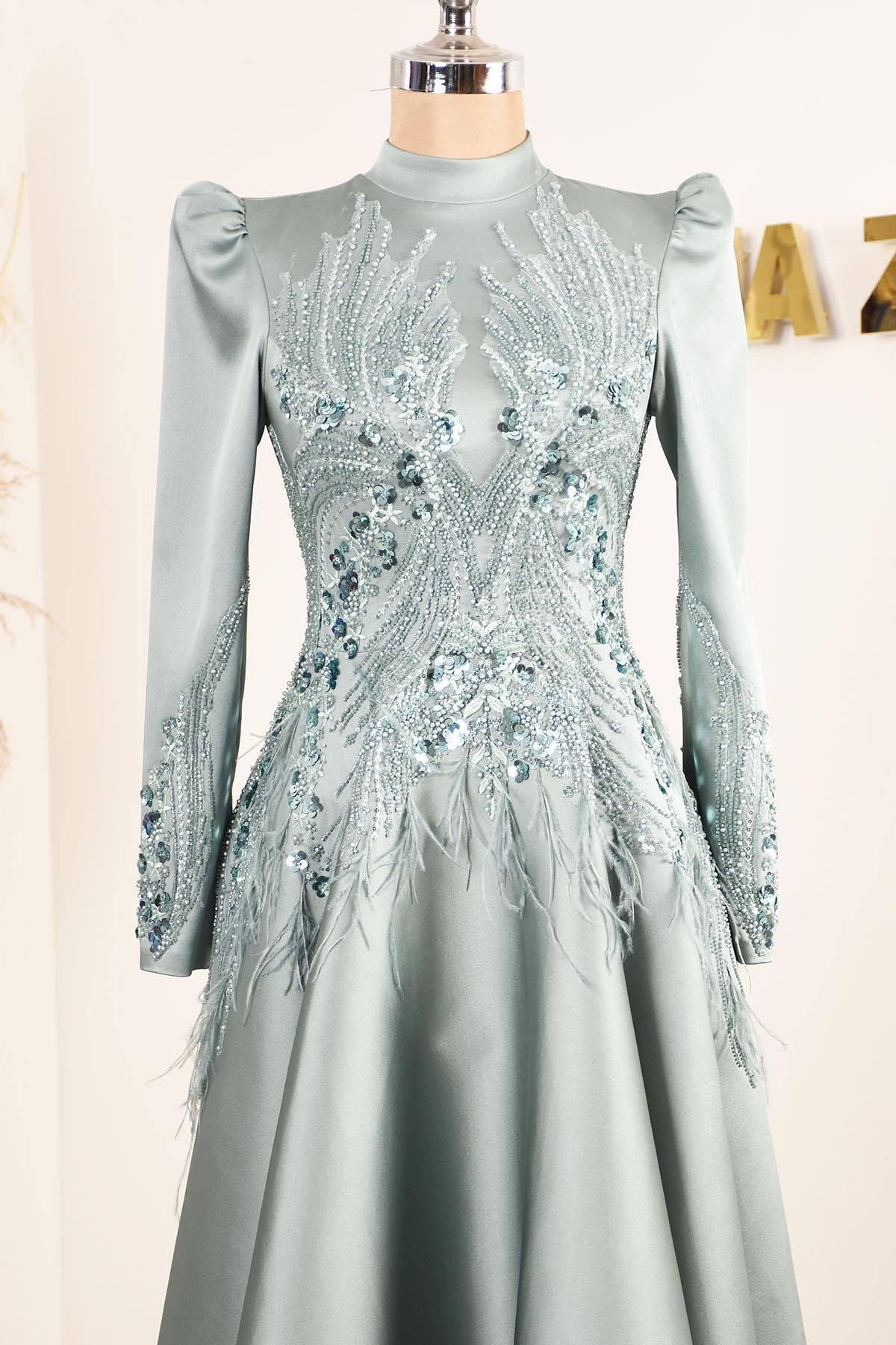 Holly Tesettür Abiye - FioraofDress - tesettur - abiye - MİNT - 38 - hijab - evening - dress