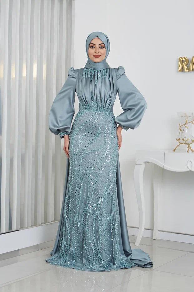 İncila Tesettür Abiye - FioraofDress - tesettur - abiye - 48 - mint - hijab - evening - dress