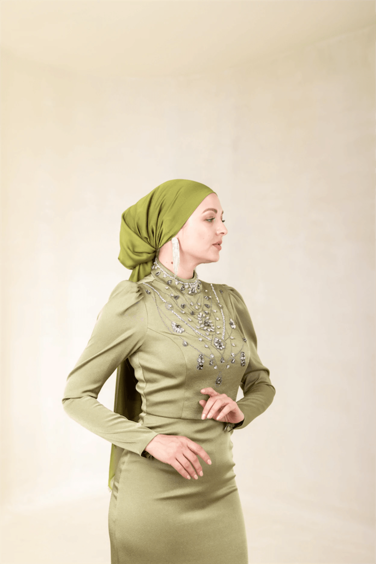 Irene Tesettür Abiye - FioraofDress - tesettur - abiye - 46 - Yağ Yeşili - hijab - evening - dress