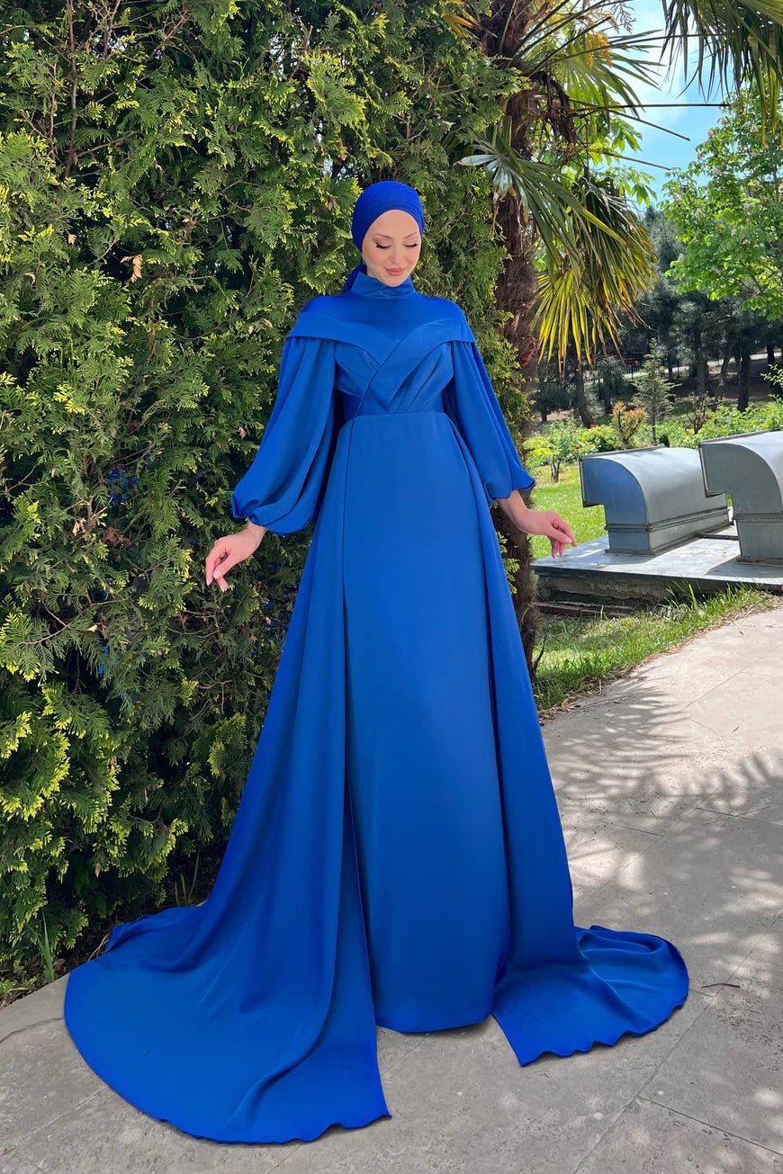 Işıl Tesettür Abiye Saks - FioraofDress - tesettur - abiye - 44 - SAX - hijab - evening - dress