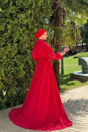 Işıl Tesettür Abiye - FioraofDress - tesettur - abiye - KIRMIZI - 36 - hijab - evening - dress