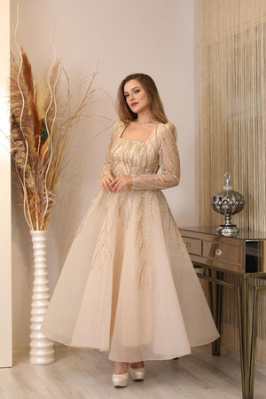 Karmen Tesettür Abiye - FioraofDress - tesettur - abiye - GOLD - 38 - hijab - evening - dress