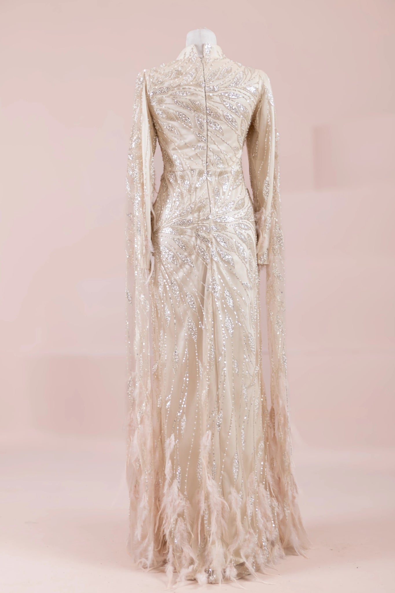 Kol Pelerin Tesettür Abiye - FioraofDress - tesettur - abiye - krem - 38 - hijab - evening - dress