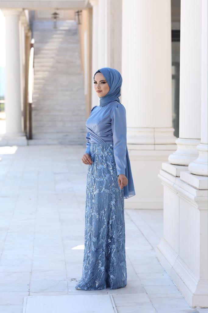 Larin Tesettür Abiye İndigo - FioraofDress - tesettur - abiye - 48 - hijab - evening - dress