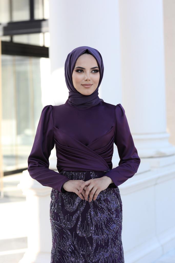 Larin Tesettür Abiye Mürdüm - FioraofDress - tesettur - abiye - 48 - hijab - evening - dress