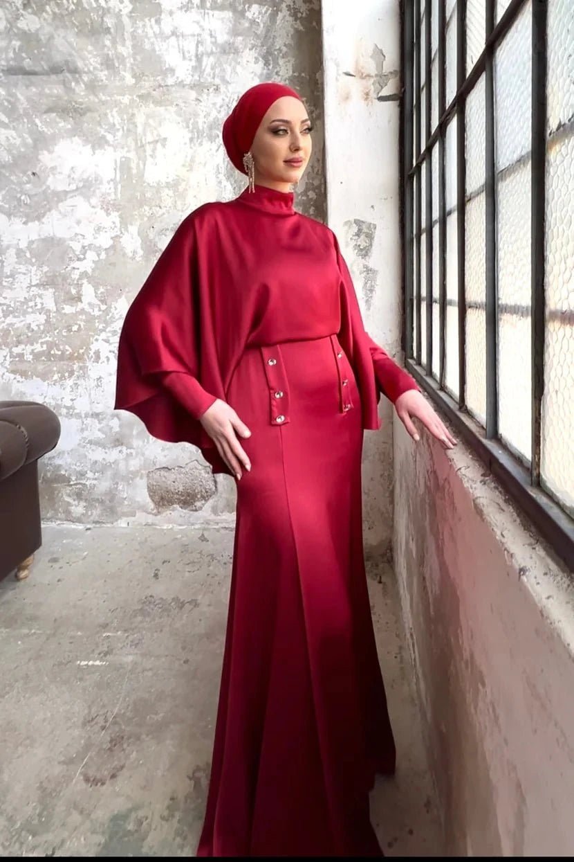 Leydi Tesettür Abiye - FioraofDress - tesettur - abiye - 42 - KIRMIZI - hijab - evening - dress