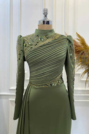 Leyla Tesettür Abiye - FioraofDress - tesettur - abiye - haki - 38 - hijab - evening - dress