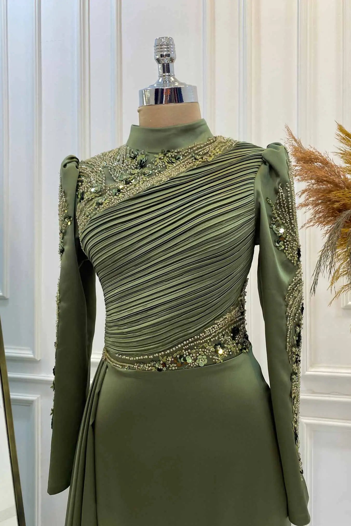 Leyla Tesettür Abiye - FioraofDress - tesettur - abiye - haki - 38 - hijab - evening - dress