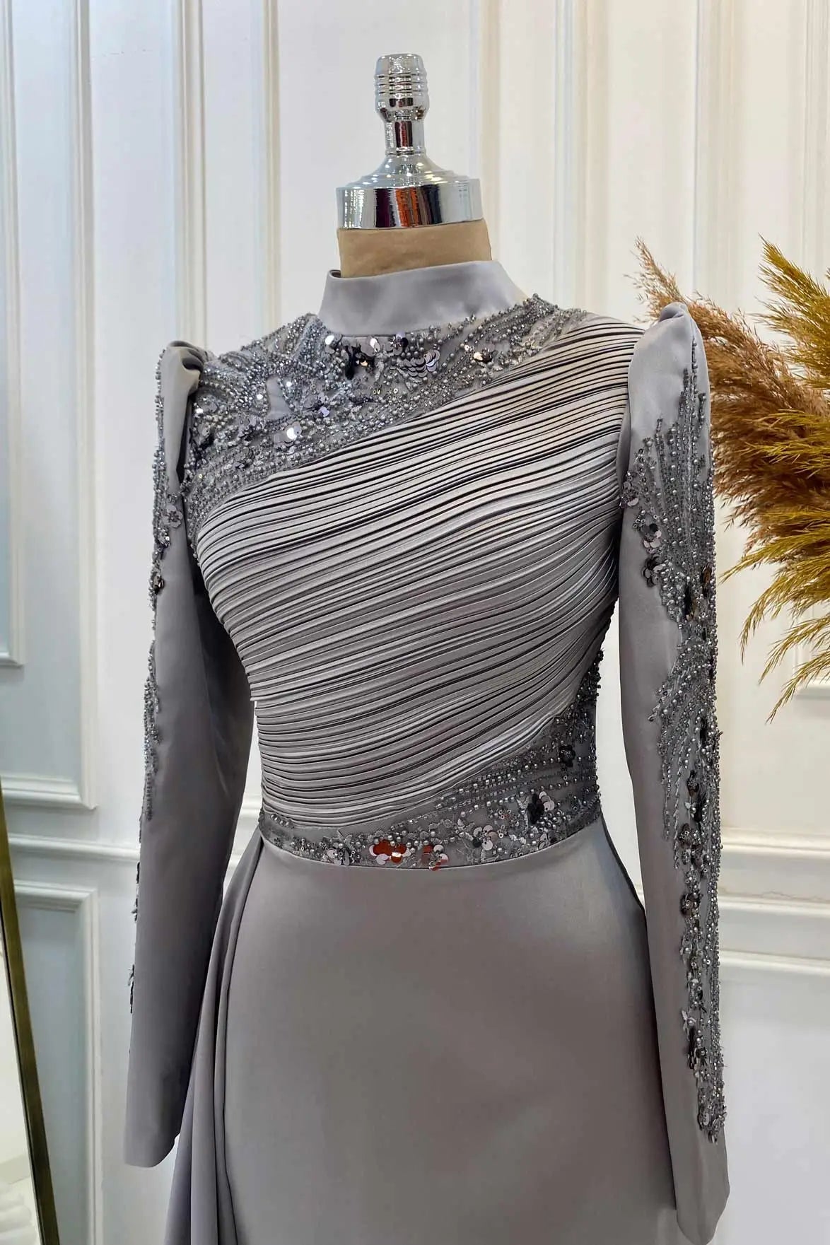 Leyla Tesettür Abiye - FioraofDress - tesettur - abiye - gri - 38 - hijab - evening - dress