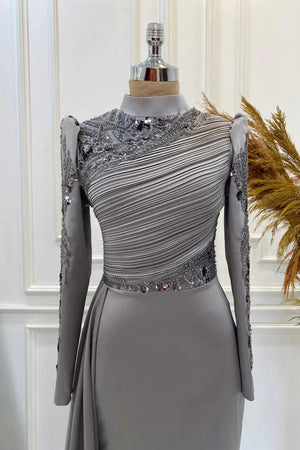 Leyla Tesettür Abiye - FioraofDress - tesettur - abiye - gri - 38 - hijab - evening - dress