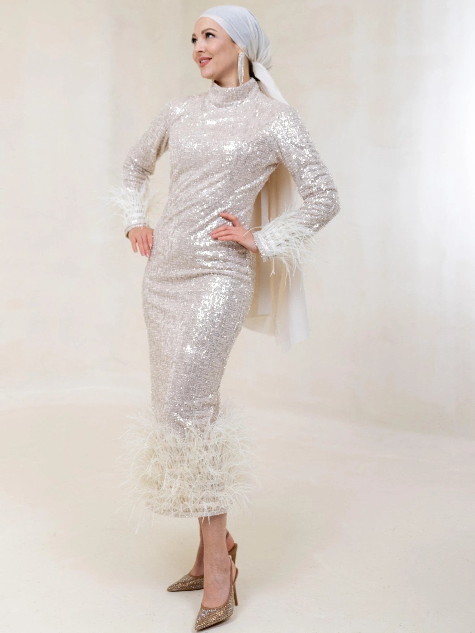 Leyna Tesettür Abiye - FioraofDress - tesettur - abiye - BEJ - 42 - hijab - evening - dress