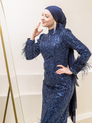 Leyna Tesettür Abiye - FioraofDress - tesettur - abiye - lacivert - 42 - hijab - evening - dress